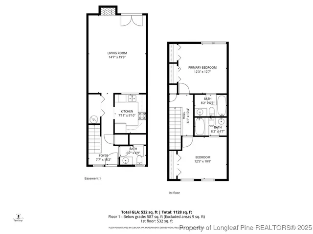 front view of a brick house with a small yard