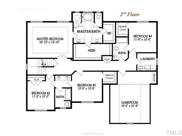 3207 Rain Forrest Way Raleigh, NC 27614 - Photo 25 of 25 2nd Floor Plan