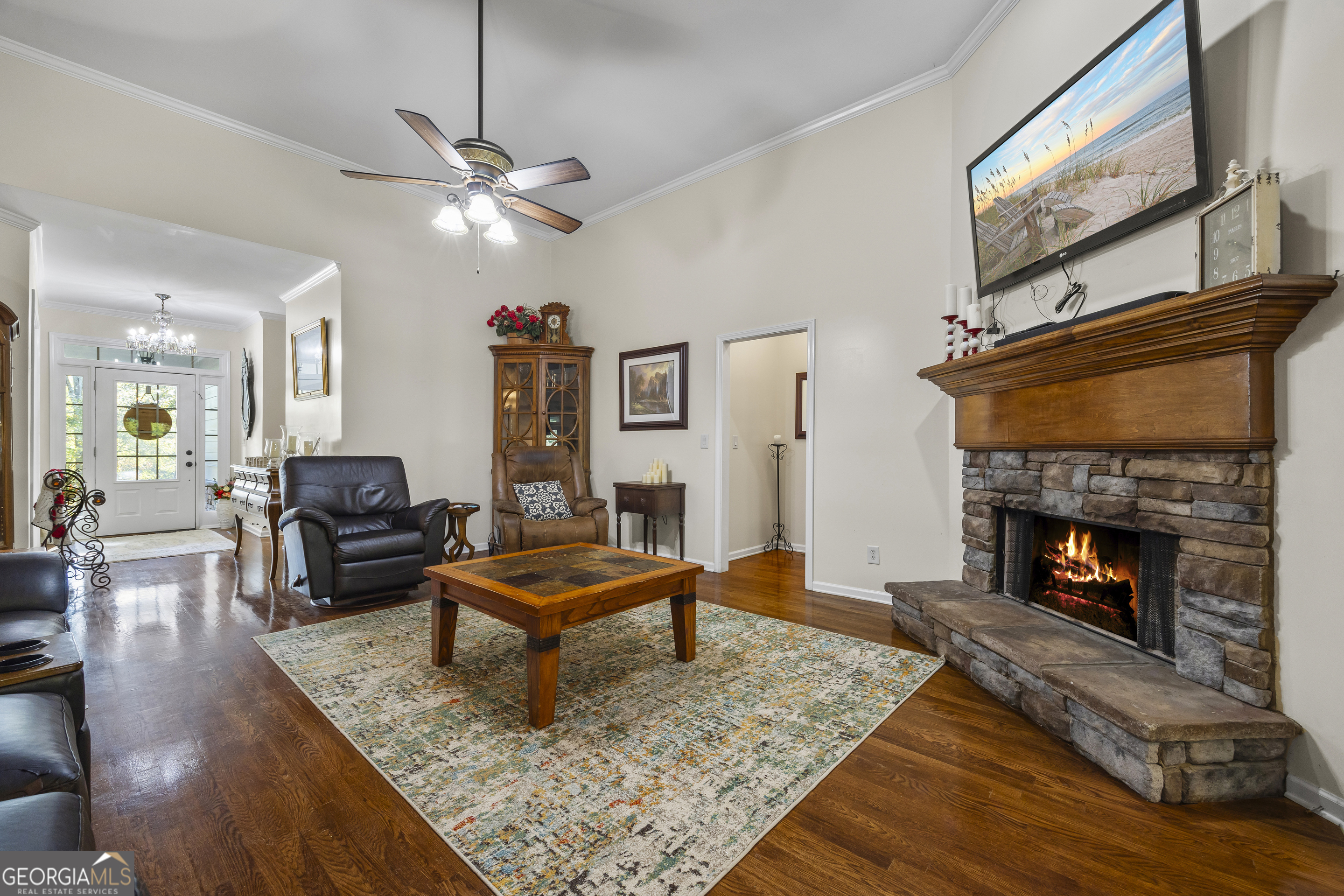 135 Canters Run Homer, GA 30547 - Photo 49 of 96 a living room with furniture and a fireplace