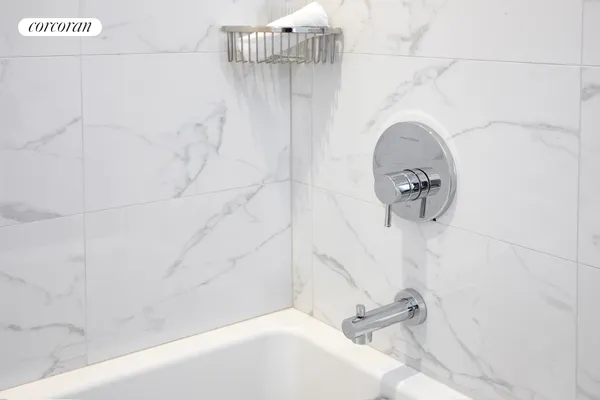 a bathroom with a bathtub