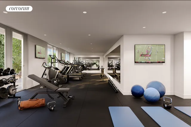 a view of a room with gym equipment