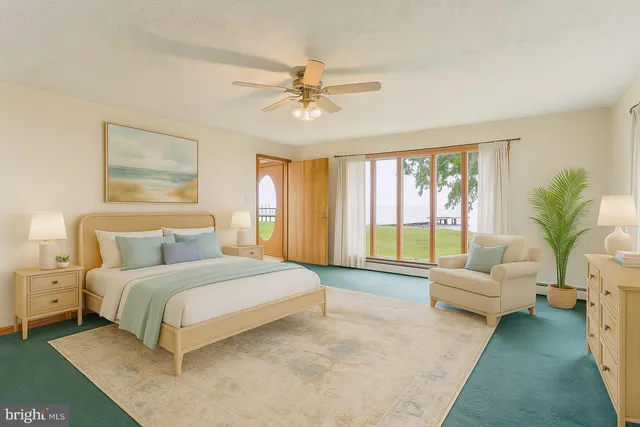 an empty room with a large window