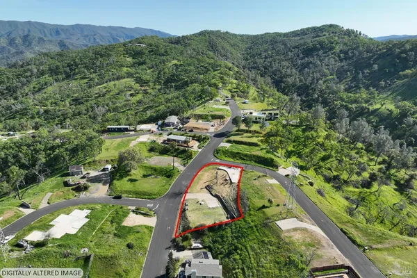 an aerial view of a house