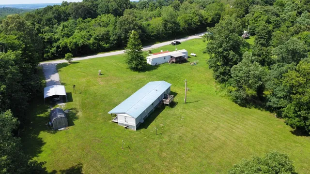an aerial view of a house