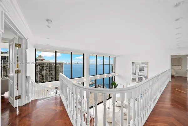 a view of balcony with furniture