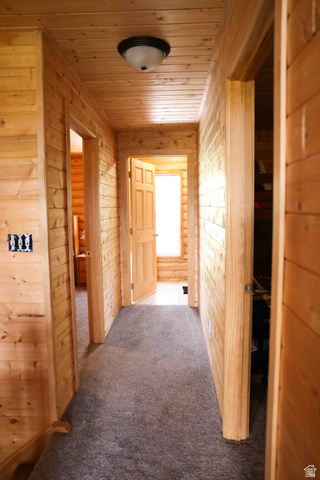 15253 Mill Road, Unit 62 Huntsville, UT 84317 - Photo 32 of 48 Wood-paneled hallway featuring matching wood doors and trim
