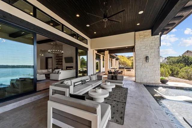 a outdoor space with furniture and garden view