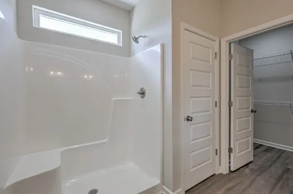 a bathroom with a bathtub