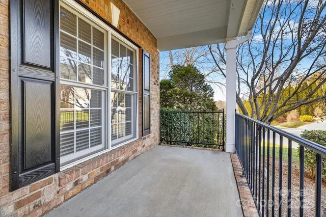 a view of a building from a balcony