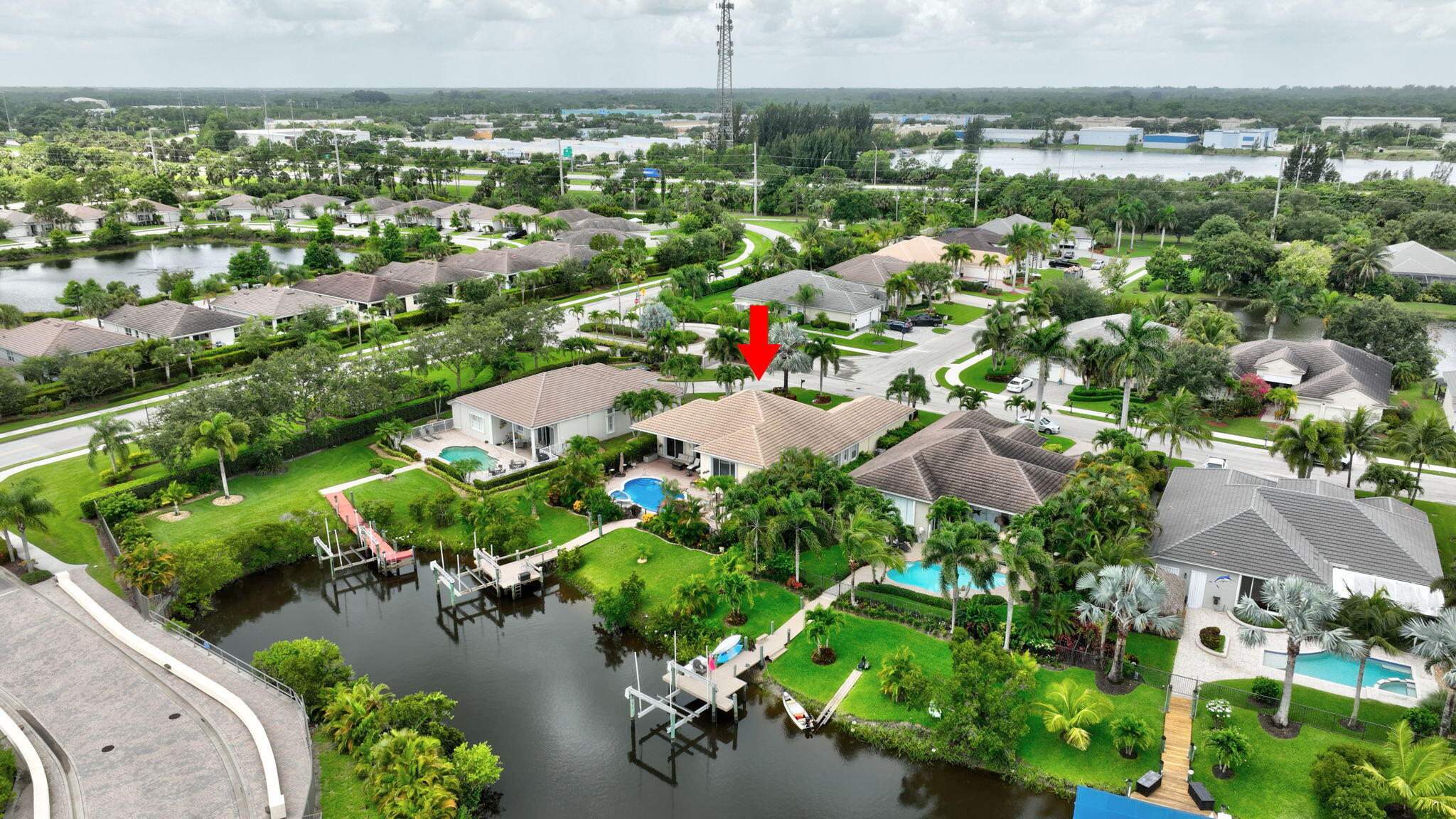 699 Southwest River Bend Circle Stuart, FL 34997 - Photo 66 of 78 an aerial view of a houses with a yard