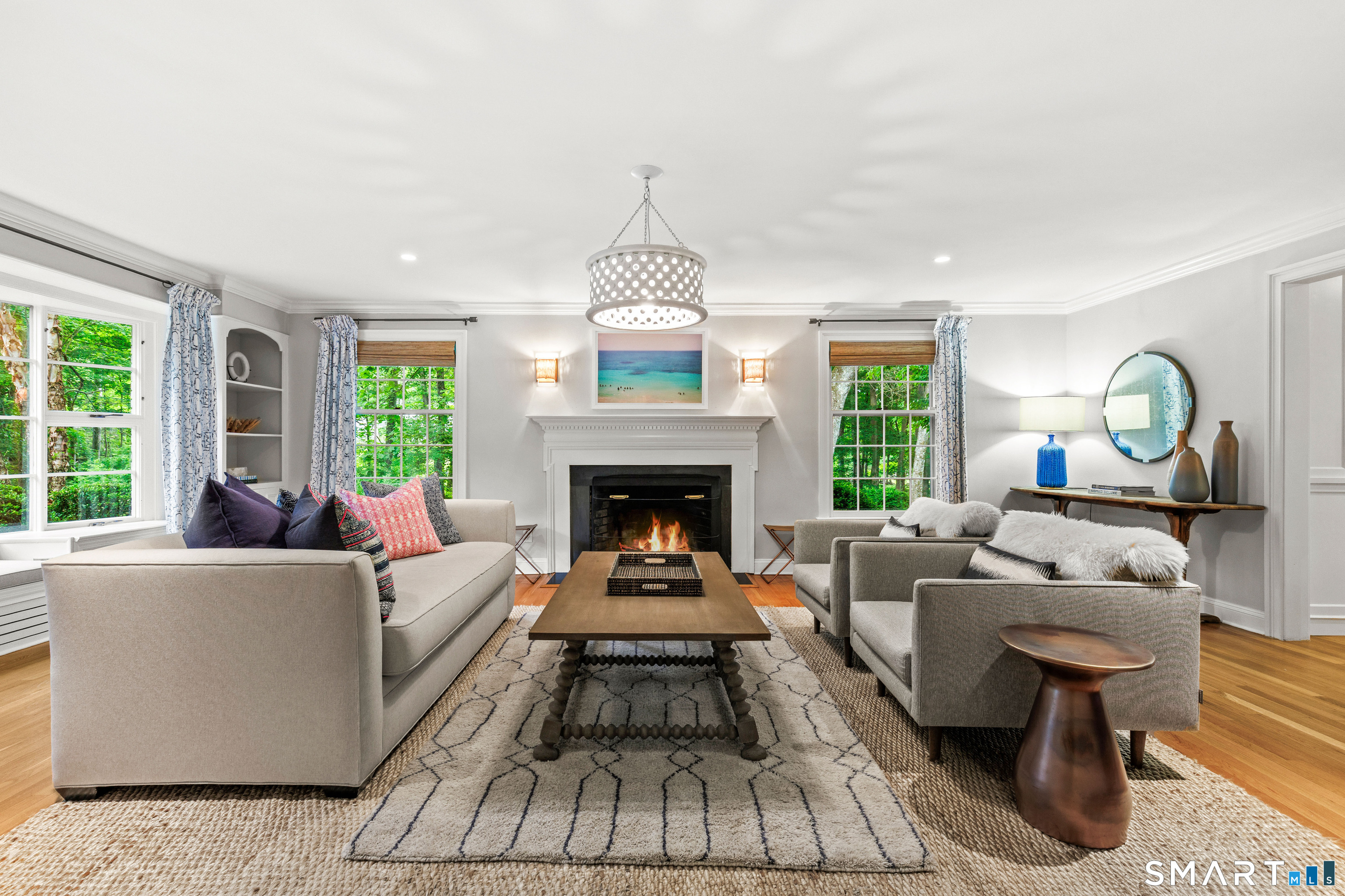 599 North Wilton Road New Canaan, CT 06840 - Photo 4 of 37 Formal living room w/ fireplace