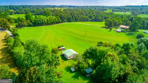 a view of a golf course with a garden