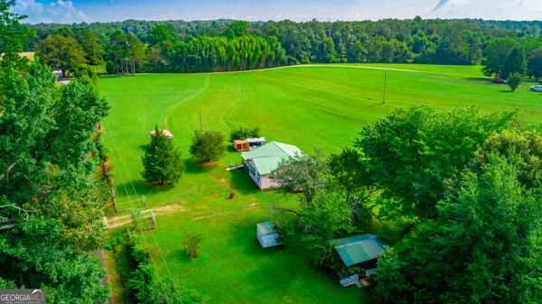 a view of a golf course with a garden