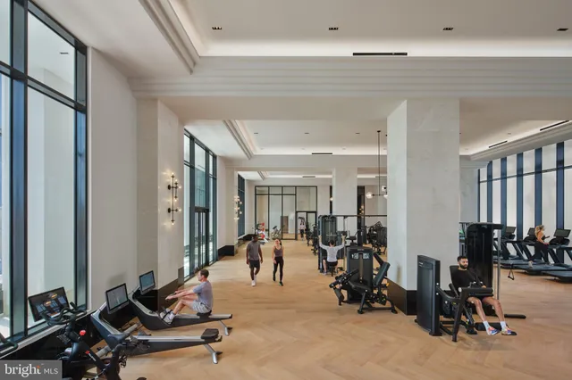 a view of a room with gym equipment