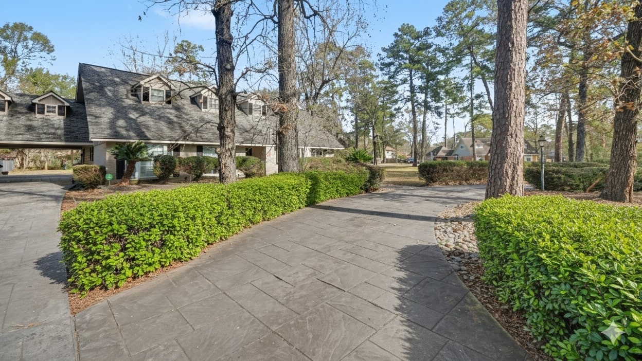 1431 Walnut Lane Houston, TX 77339 - Photo 1 of 44 Extra long circular stamped driveway and breezeway covered Driveway
