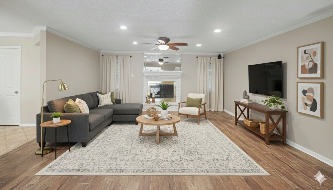 1431 Walnut Lane Houston, TX 77339 - Photo 9 of 46 Living Room Virtually Staged