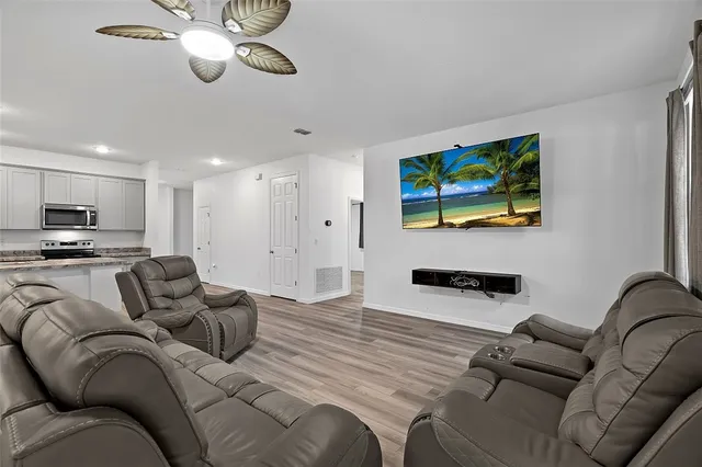 a living room with furniture