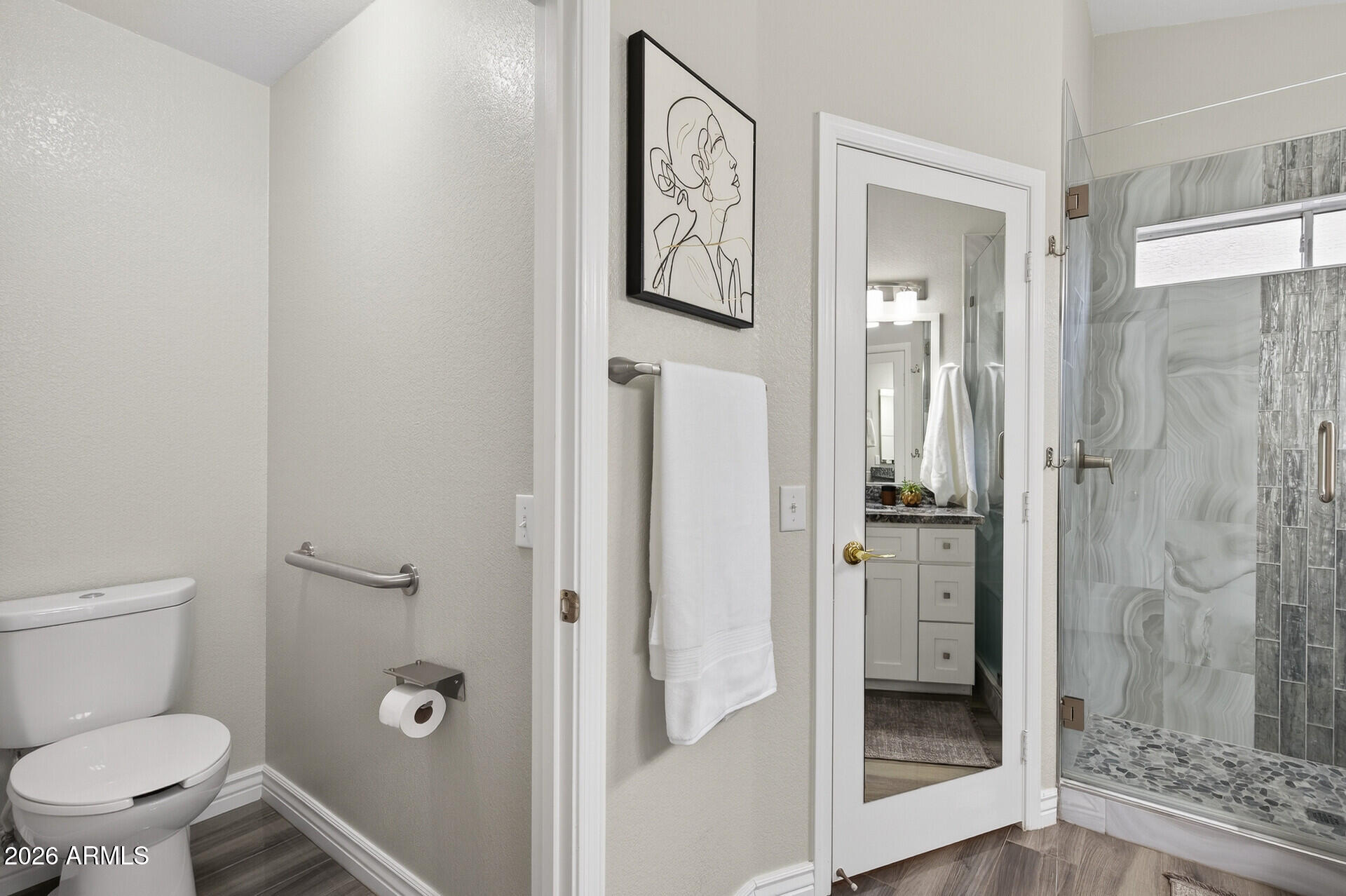 3533 North 159th Lane Goodyear, AZ 85395 - Photo 31 of 65 a bathroom with a toilet and a shower