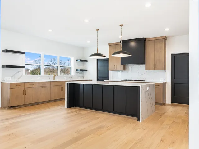 a kitchen with a cabinets and counter space