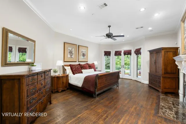 a bed room with furniture and windows