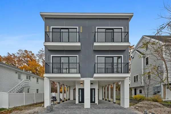 a front view of multiple houses