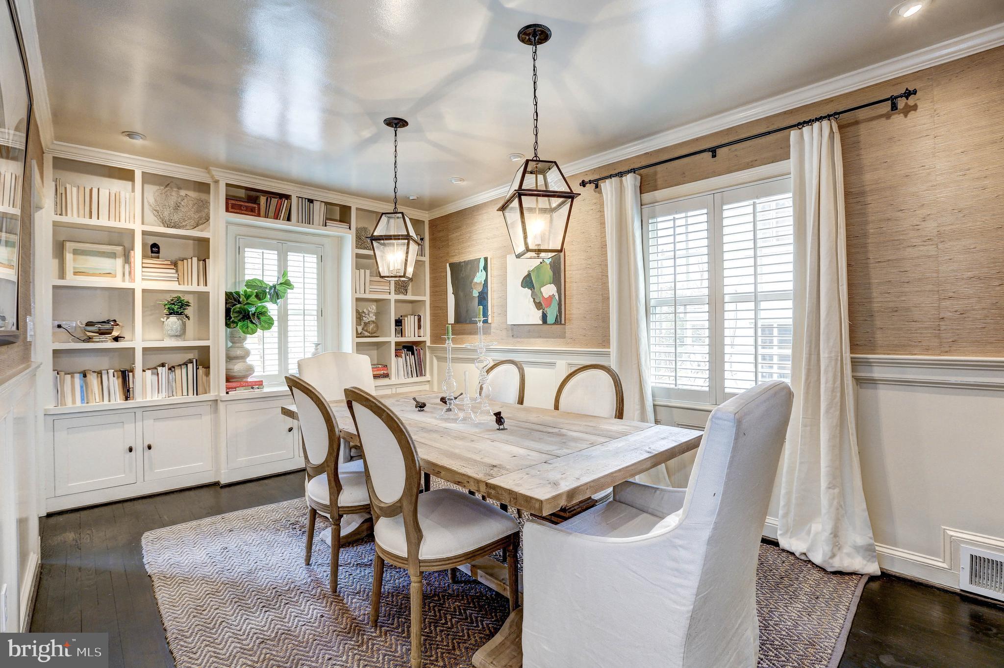 6001 Gloster Road Bethesda, MD 20816 - Photo 23 of 64 Dining room w/built-in shelving and storage.