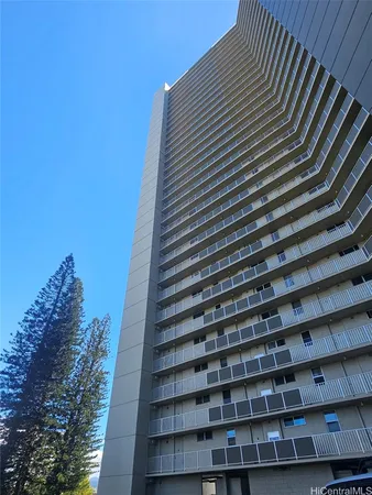 a close up of a tall building