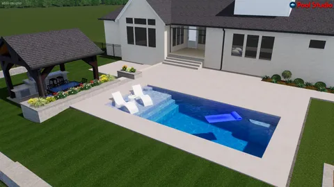 a view of a patio with table and chairs