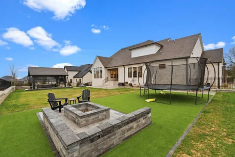 a view of a city with lawn chairs