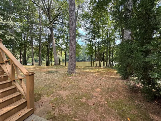 a view of a yard with trees