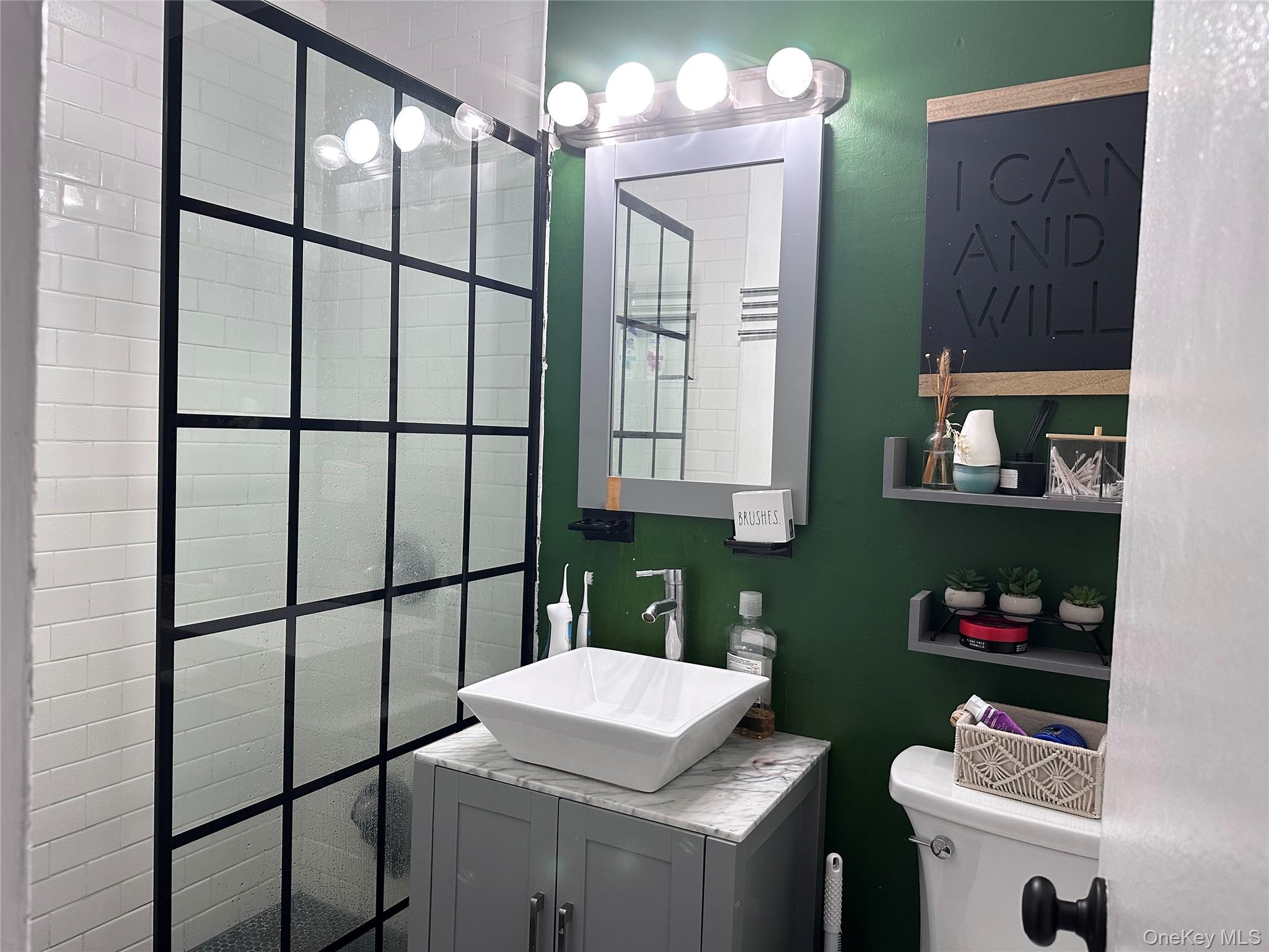 250 West Merrick Road, Unit 2F Freeport, NY 11520 - Photo 14 of 30 a bathroom with a sink toilet and mirror
