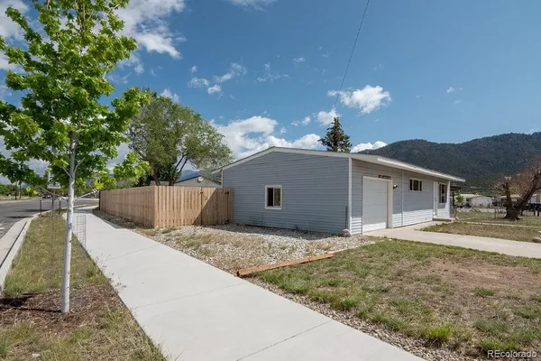 a house view with a backyard space