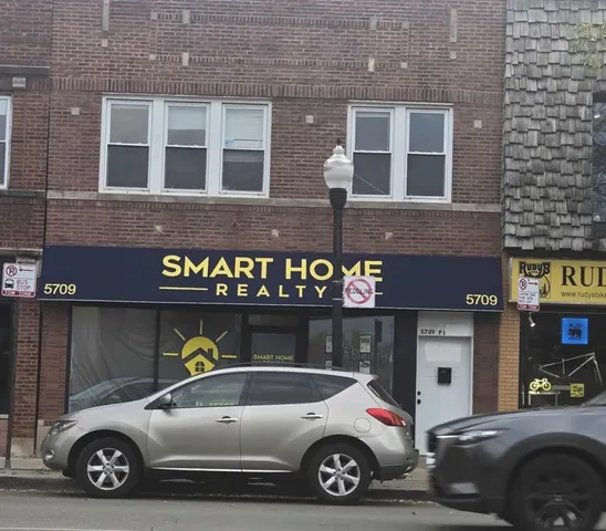 a car parked in front of a building