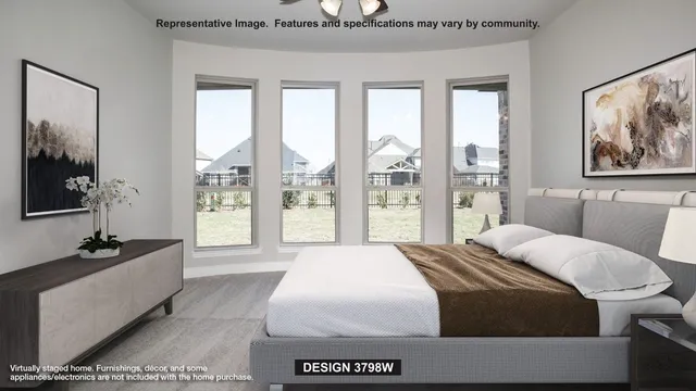 a bedroom with a bed and glass window