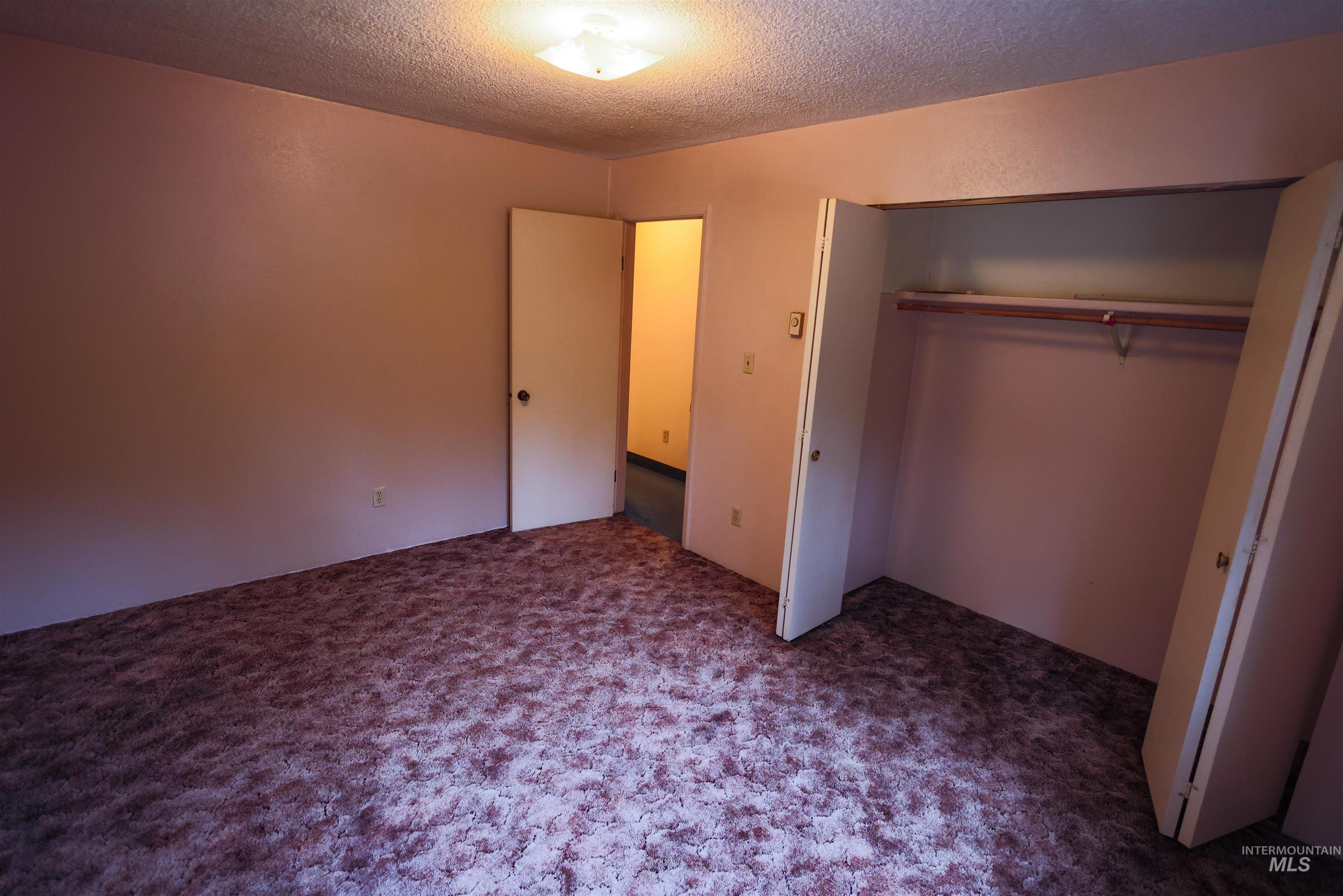 717 Big Cedar Road Kooskia, ID 83539 - Photo 13 of 50 Unfurnished bedroom featuring a textured ceiling, a closet, and carpet flooring