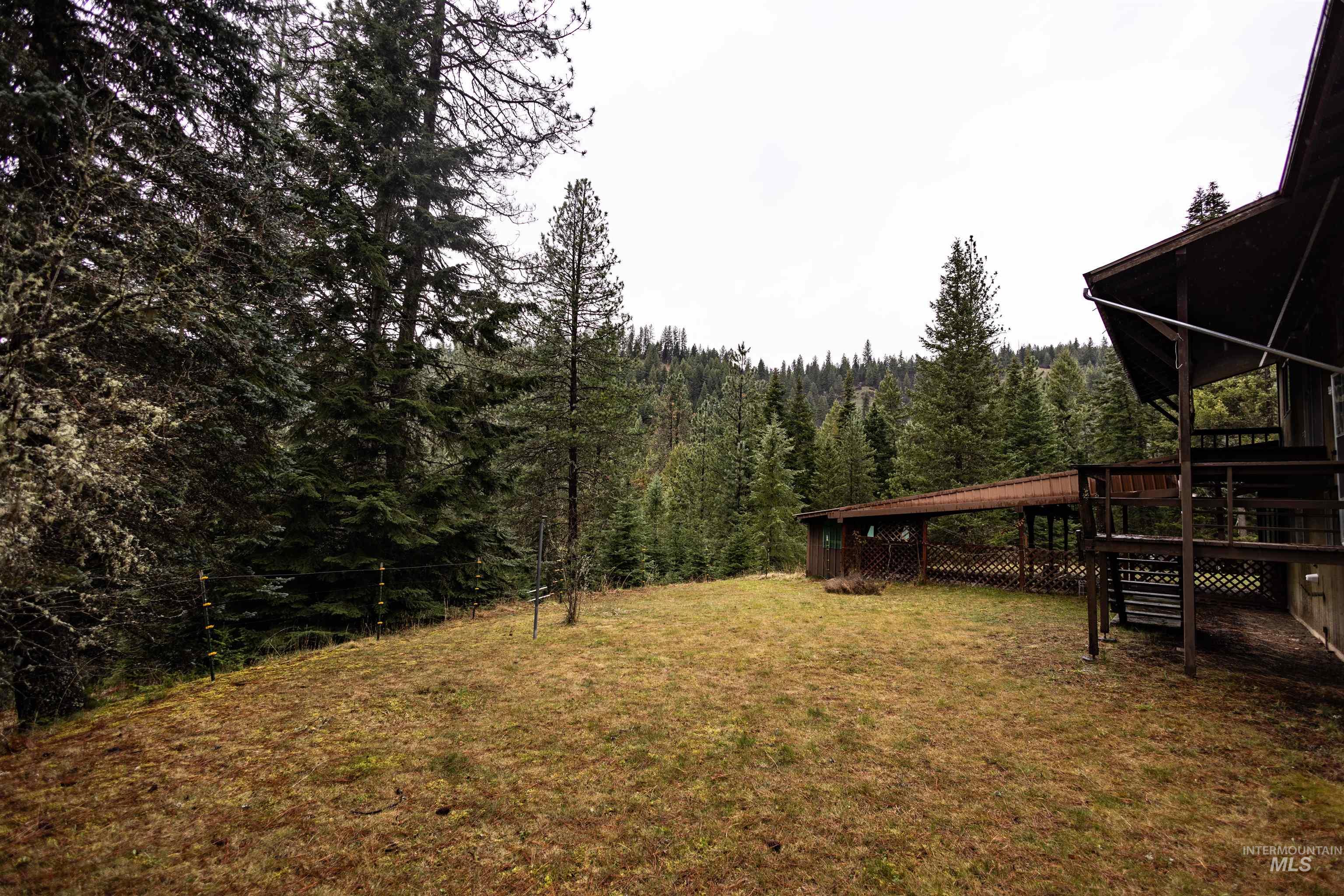 717 Big Cedar Road Kooskia, ID 83539 - Photo 30 of 50 View of grassy yard with a wooden deck and a forest view