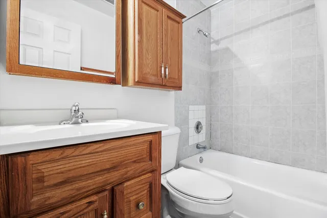 an empty room with a bench