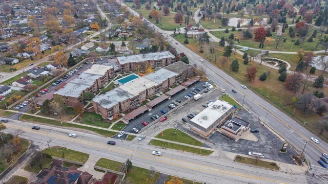 an aerial view of a city