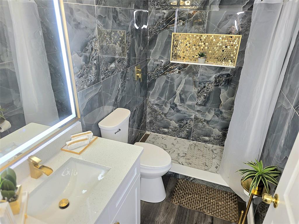 24921 Ravello Street Land O Lakes, FL 34639 - Photo 16 of 36 a bathroom with a sink a toilet and shower