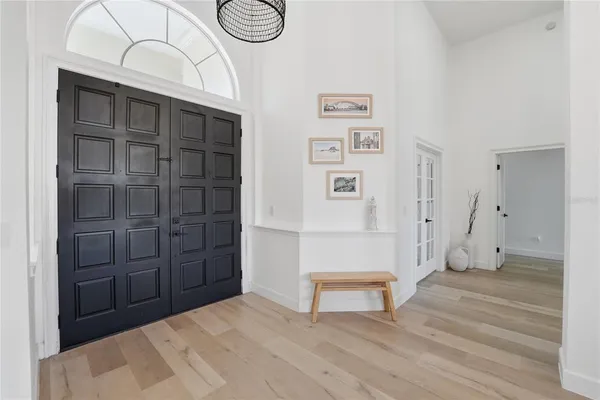 a view of a hallway with closet