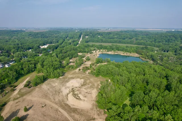 a view of a lake from a yard