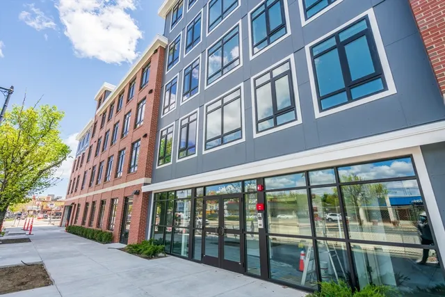 a view of a building from a balcony