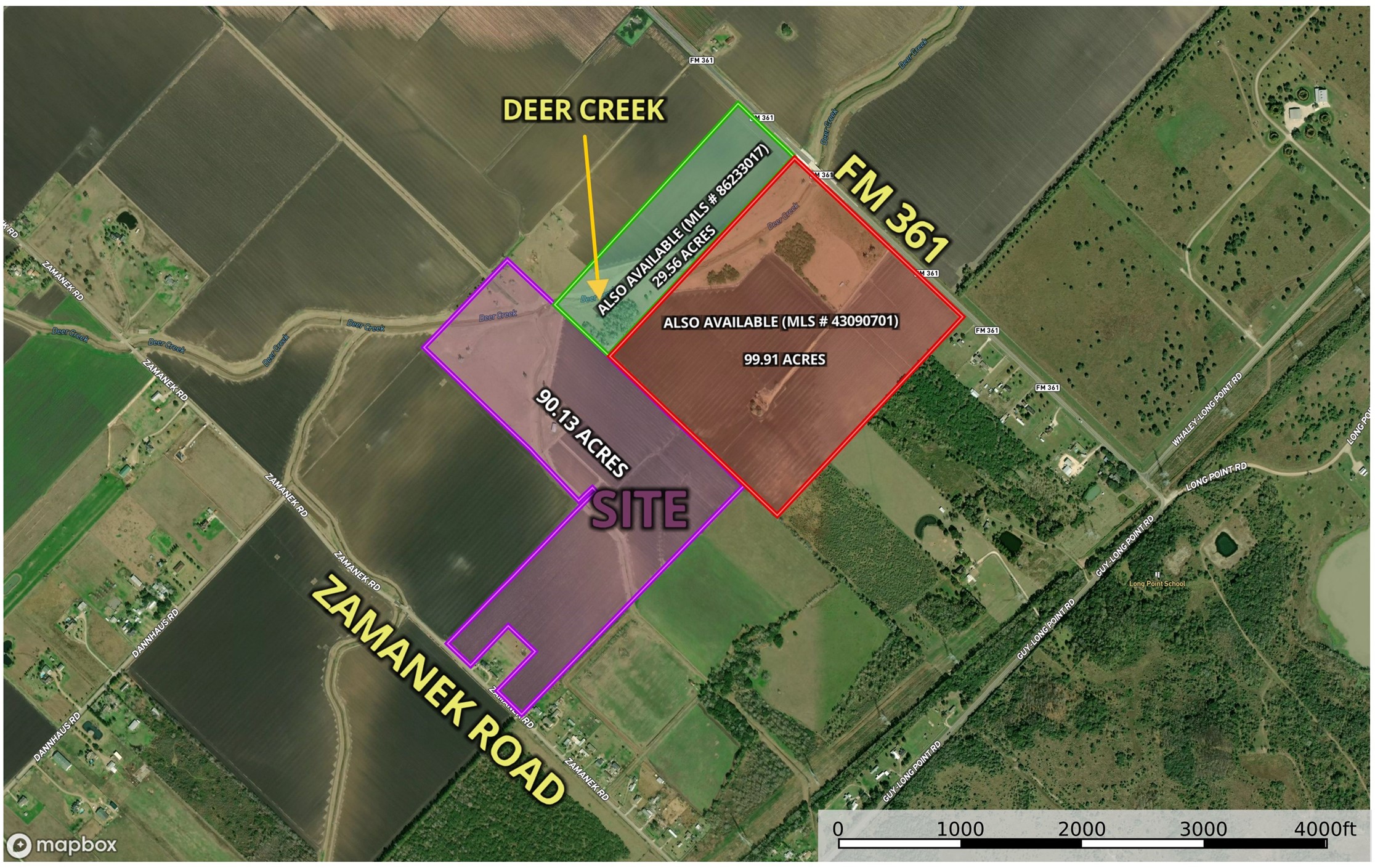 an aerial view of a red and white house