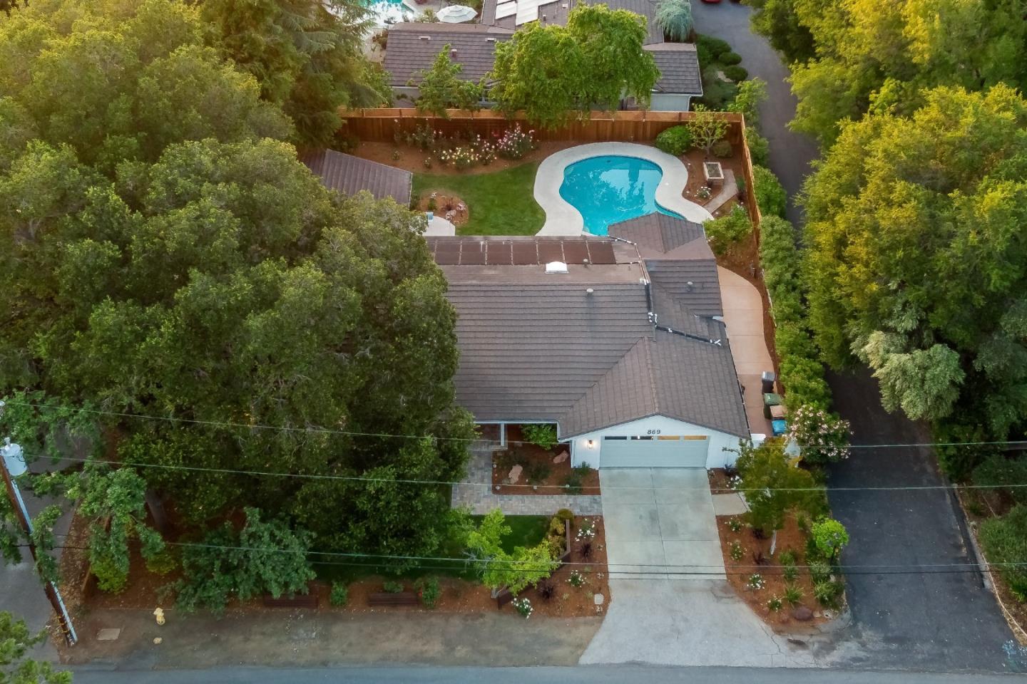 869 Terrace Drive Los Altos, CA 94024 - Photo 74 of 86 an aerial view of a house with a yard and garden