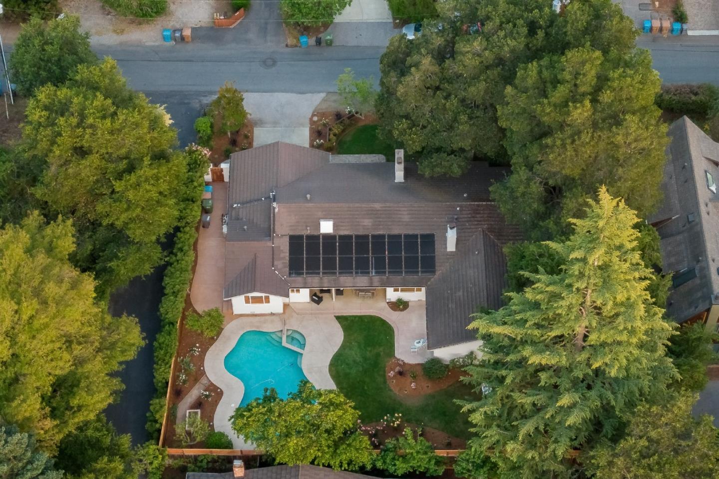 869 Terrace Drive Los Altos, CA 94024 - Photo 82 of 86 an aerial view of residential house with outdoor space and trees all around