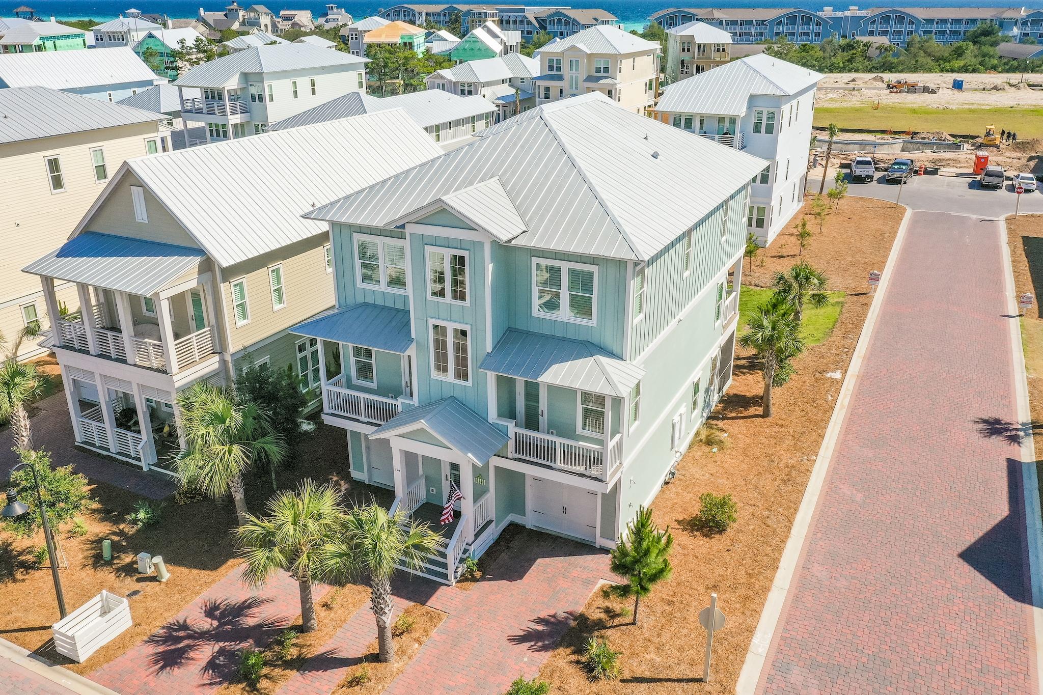 114 Clipper Street Inlet Beach, FL 32461 - Photo 45 of 64 an aerial view of residential houses with outdoor space