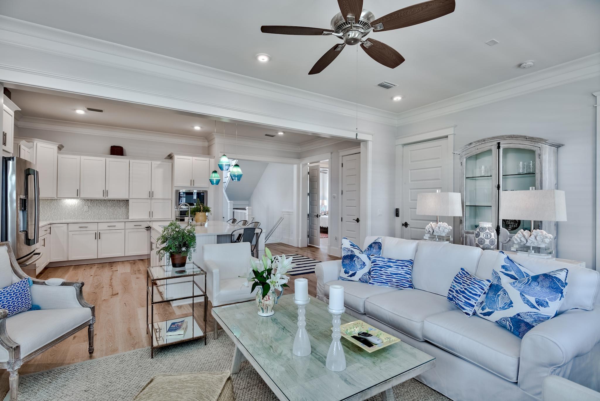 114 Clipper Street Inlet Beach, FL 32461 - Photo 5 of 64 a living room with furniture and a view of kitchen