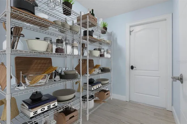 a view of a park with swings and slides