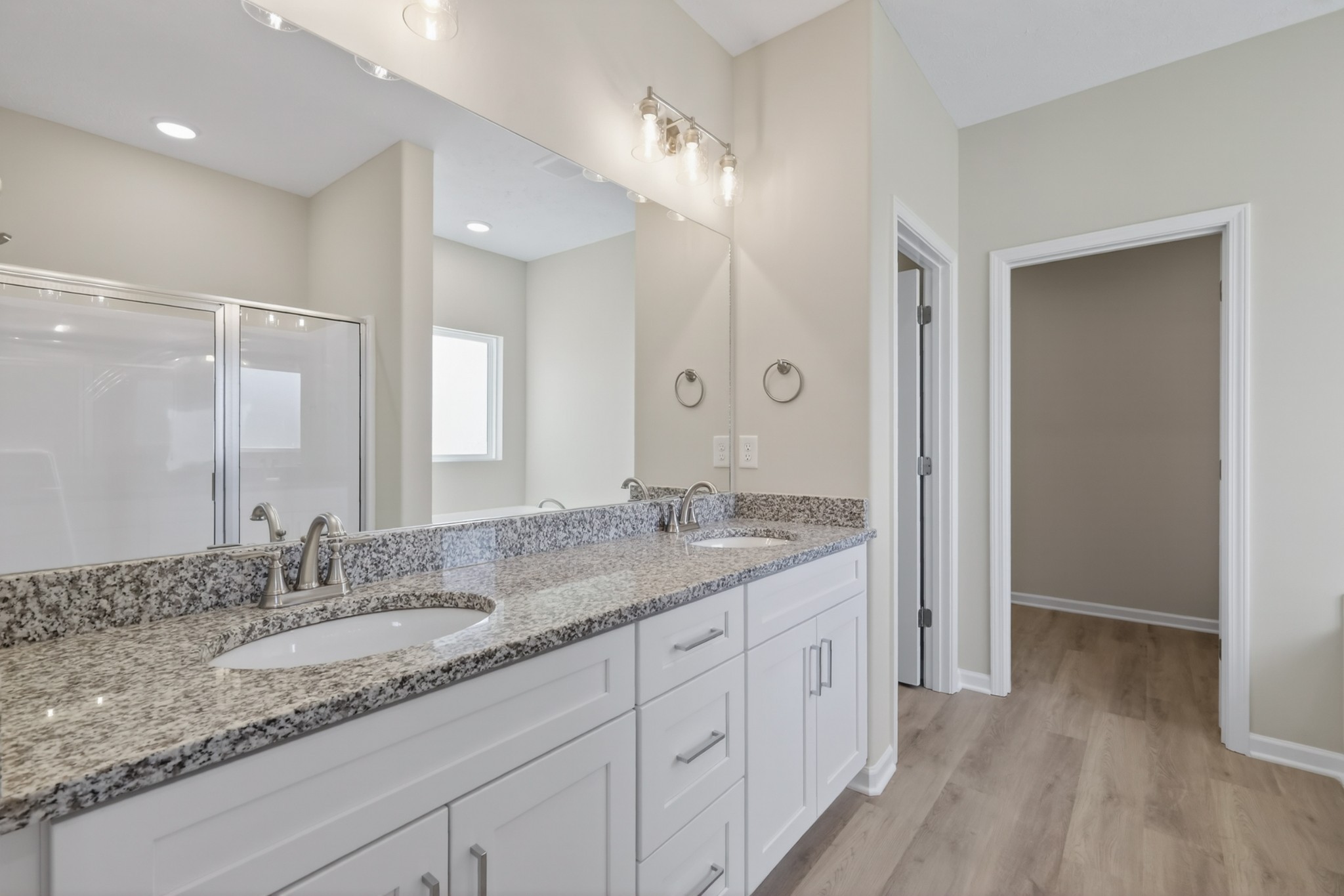 346 North Fork Branch Road Tullahoma, TN 37388 - Photo 29 of 37 a bathroom with a granite countertop double vanity sink and mirror