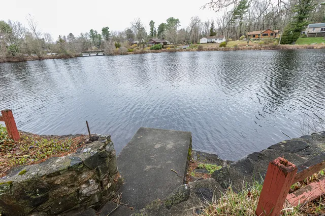a view of a lake with houses